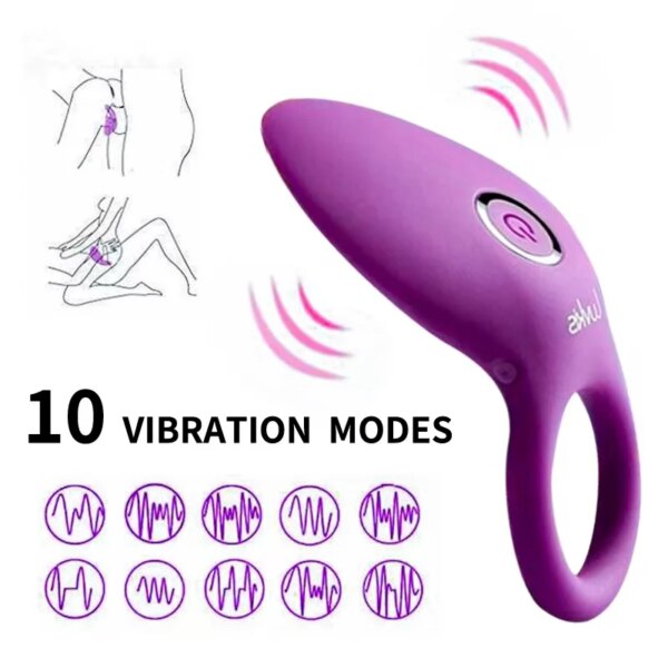 Anneau de pénis stimulateur de Clitoris vibrant, point G, jouets sexuels pour Couple, vibromasseur à manches fines – Image 3
