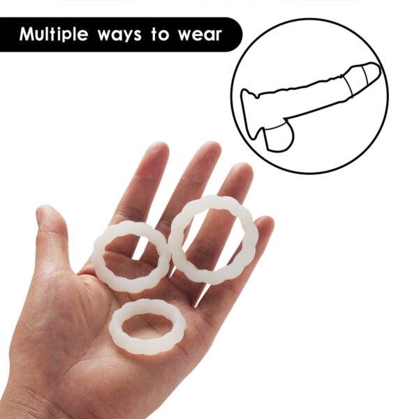 Anneaux de Pénis Shoes en Silicone Lisse pour Homme, Retardement de l'Éjaculation, Anneau d'érection Sexy, Produit pour Adulte, Jouets Sexuels, 3 Pièces – Image 5