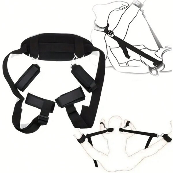 Sangle de bondage réglable SM pour couples et hommes, ensemble de jouets sexy unisexes, manchette de cuisse et menottes, SFP – Image 2