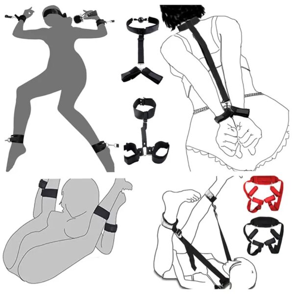 Costume de bondage à sangle pour adultes, jouets Bsie M, retenue des mains et des jambes, lingerie sexy, accessoires SM, gay, 7. 0 18 produits