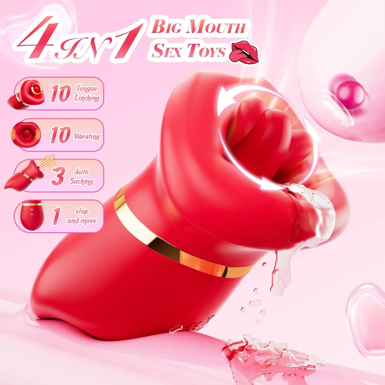 Vibromasseur clitoridien à succion buccale rotative pour femme, 4 en 1, jouets sexuels pour adultes, suceur de léchage de langue, vagin, vagin, mastylab, femme, couple