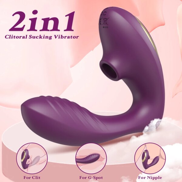 Vibromasseur sous vide pour femme, gode, clitoris, continents, ventouse, vibrant, femelle, aspiration orale, stimulateur de clitoris, massage, jouets sexuels pour adultes – Image 6