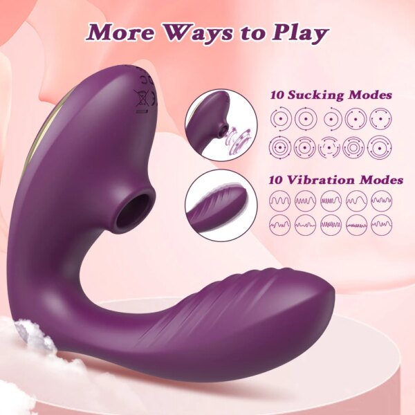 Vibromasseur sous vide pour femme, gode, clitoris, continents, ventouse, vibrant, femelle, aspiration orale, stimulateur de clitoris, massage, jouets sexuels pour adultes – Image 5