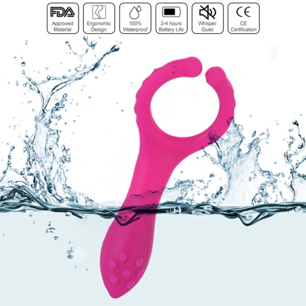 Anneau vibrant sexuel pour couple adulte, vibromasseur électro-UNIS issant, produits de magasin sexy, vibration vaginale féminine, anneau vibrant pour pénis – Image 5