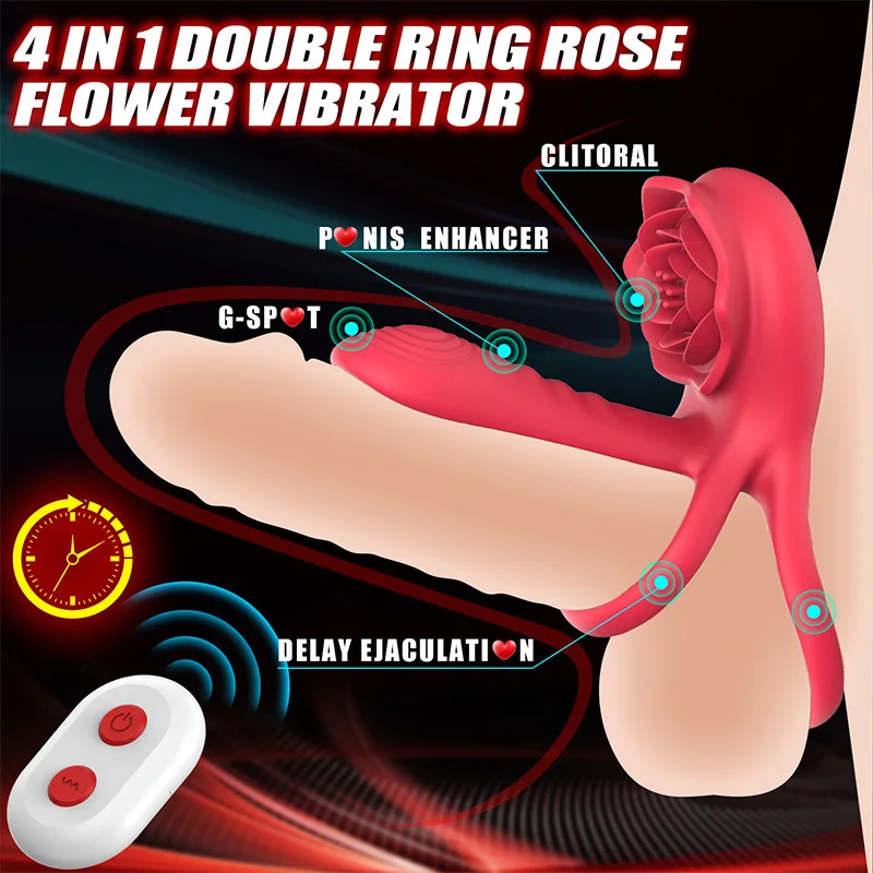 Vibromasseur anneau de pénis pour couples, moteur touristique à neuf fréquences, vibration à deux points, éjaculation retardée, érection agrandie, jouet sexuel