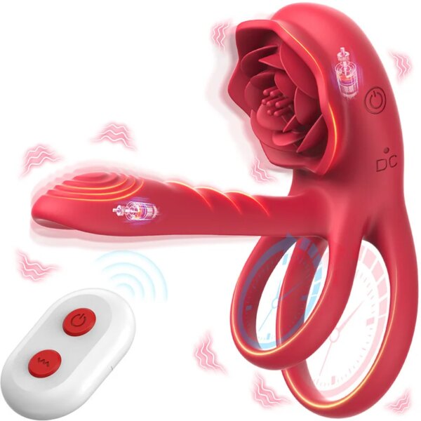 Vibromasseur anneau de pénis pour couples, moteur touristique à neuf fréquences, vibration à deux points, éjaculation retardée, érection agrandie, jouet sexuel