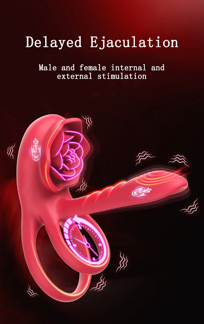 Vibromasseur anneau de pénis pour couples, moteur touristique à neuf fréquences, vibration à deux points, éjaculation retardée, érection agrandie, jouet sexuel