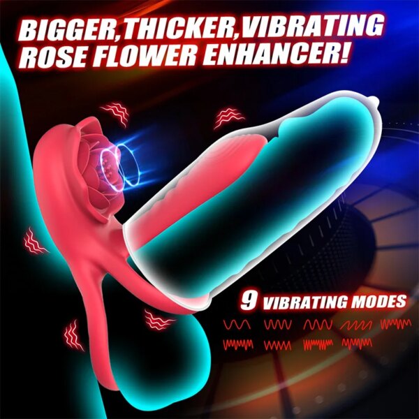 Vibromasseur anneau de pénis pour couples, moteur touristique à neuf fréquences, vibration à deux points, éjaculation retardée, érection agrandie, jouet sexuel – Image 2