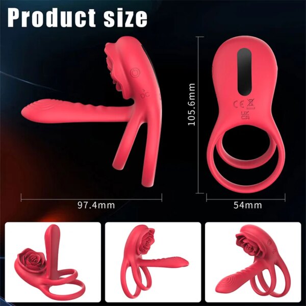 Vibromasseur anneau de pénis pour couples, moteur touristique à neuf fréquences, vibration à deux points, éjaculation retardée, érection agrandie, jouet sexuel – Image 4