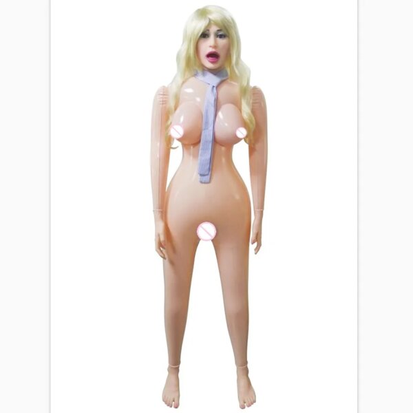 VaHppy – poupée sexuelle gonflable pour hommes, jouets sexuels pour Masturbation orale/anale/vaginale, cuir verni Style européen, vrais cheveux, grande poitrine