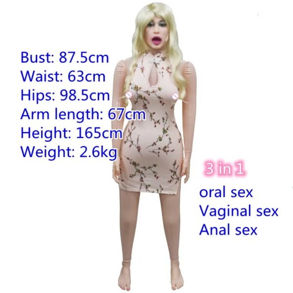 VaHppy – poupée sexuelle gonflable pour hommes, jouets sexuels pour Masturbation orale/anale/vaginale, cuir verni Style européen, vrais cheveux, grande poitrine – Image 6