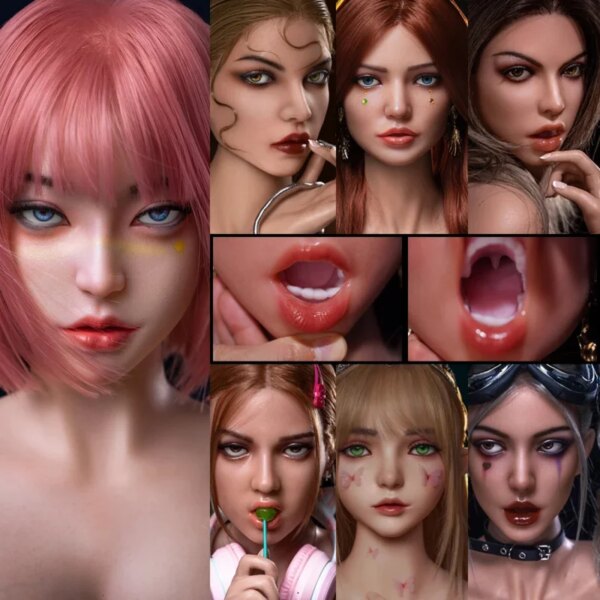 ROS-Tête de mannequin réaliste en silicone, jouet sexuel Chev, fellation implantée