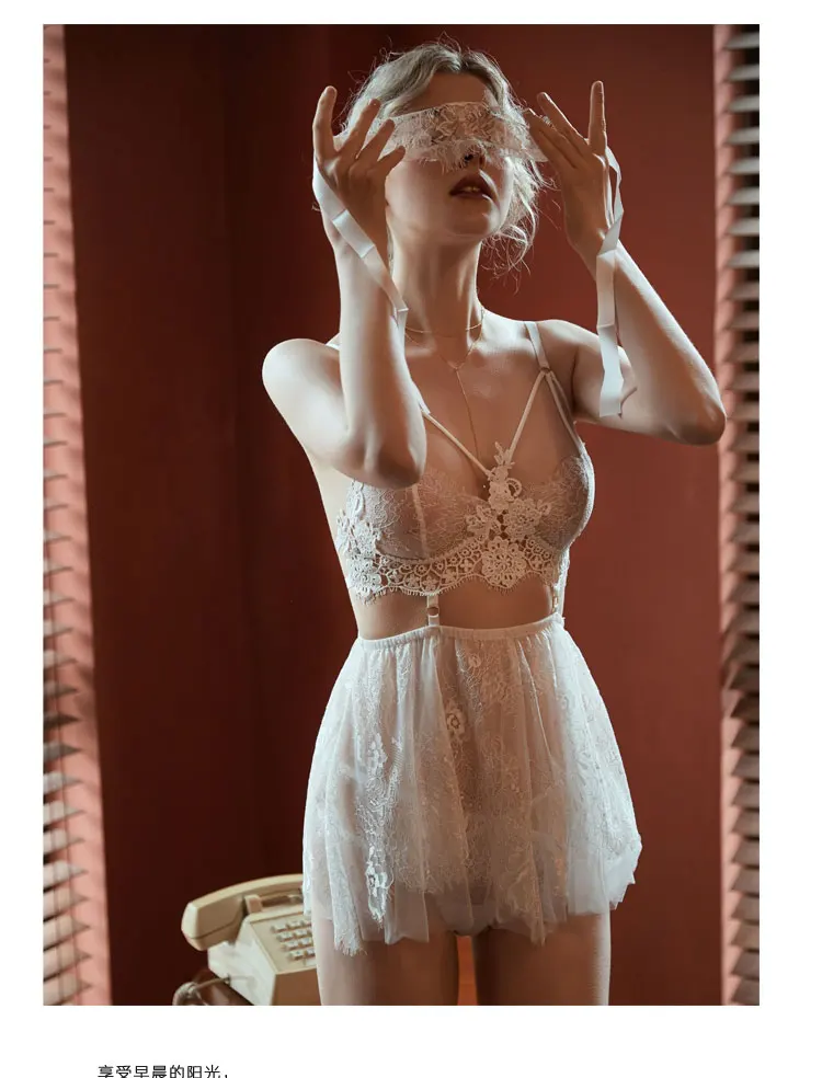 Chemise de nuit sexy pour femme, lingerie dos nu, costume de batterie une pièce, costume de nuisette, robe fendue, ensemble string, sous-vêtements chauds, également 7.0