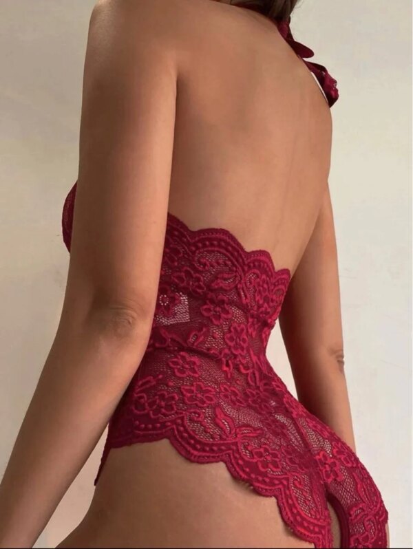 Lingerie sexy en dentelle pour femmes, soutien-gorge ouvert sans entrejambe, sous-vêtements sexuels, robe de nuisette porno, costume chaud, 7.0 – Image 2