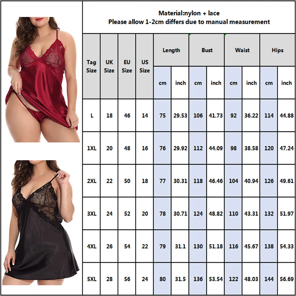 Chemise de nuit en satin de dentelle pour femmes, lingerie sexy, pyjama haut, pyjama nuisette, grande taille, 5XL, 7.0