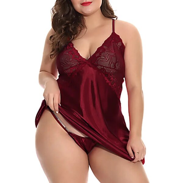 Chemise de nuit en satin de dentelle pour femmes, lingerie sexy, pyjama haut, pyjama nuisette, grande taille, 5XL, 7.0 – Image 4