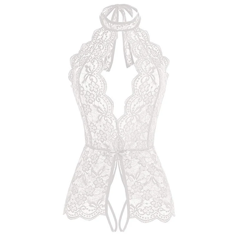 Lingerie sexy en dentelle pour femmes, bretelles en v profond, maille ouverte, mince, sous-vêtements d'aviation, ensemble sexy, grandes robes xxxl