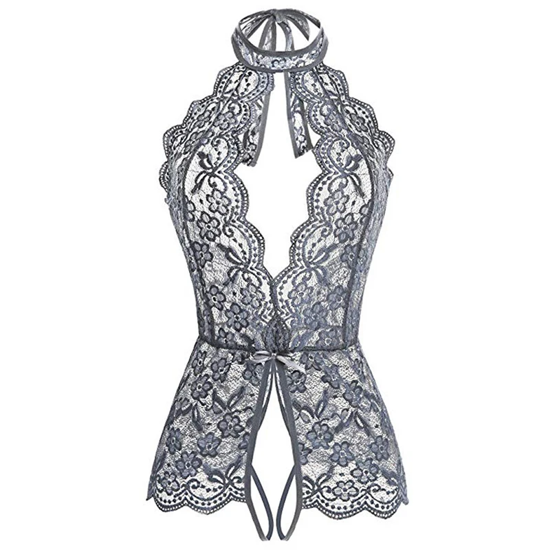 Lingerie sexy en dentelle pour femmes, bretelles en v profond, maille ouverte, mince, sous-vêtements d'aviation, ensemble sexy, grandes robes xxxl
