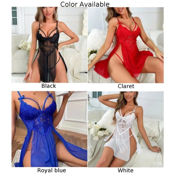 Ensemble de lingerie en dentelle sans entrejambe pour femmes, sous-vêtements porno, chemise de nuit sexy, robe string, ensembles de sous-vêtements sexuels, 7.0 – Image 5