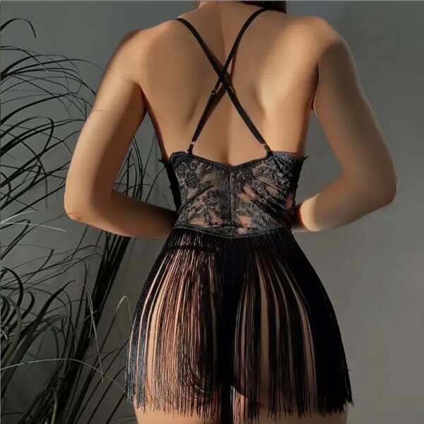 Nuisette Transparente en Dentelle pour Femme, Pyjama Sexy en Maille Florale, Tenue de Nuit, Lingerie Sexy – Image 2