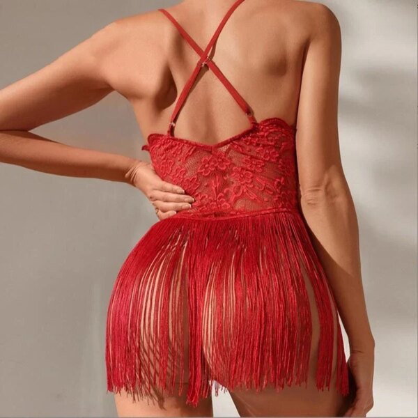 Nuisette Transparente en Dentelle pour Femme, Pyjama Sexy en Maille Florale, Tenue de Nuit, Lingerie Sexy – Image 4