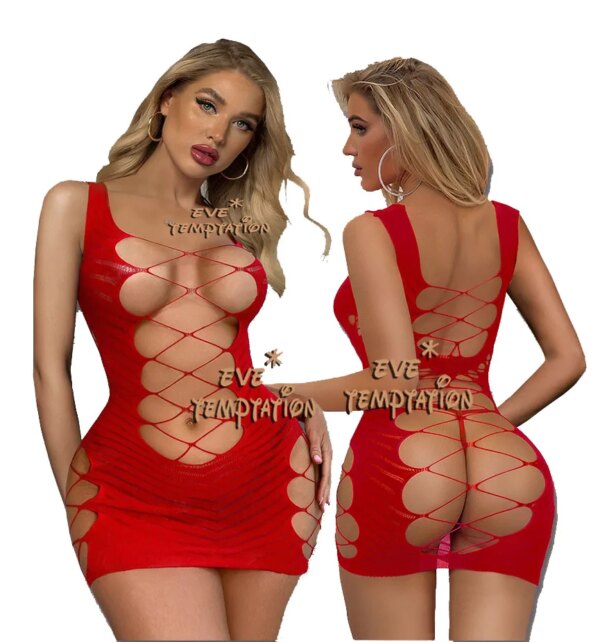 Lingerie sexy pour femmes, vêtements de Noël, sous-vêtements, chemises LencBR, meilleurs vêtements de nuit, exotique, grande taille, babydoll, rouge – Image 4