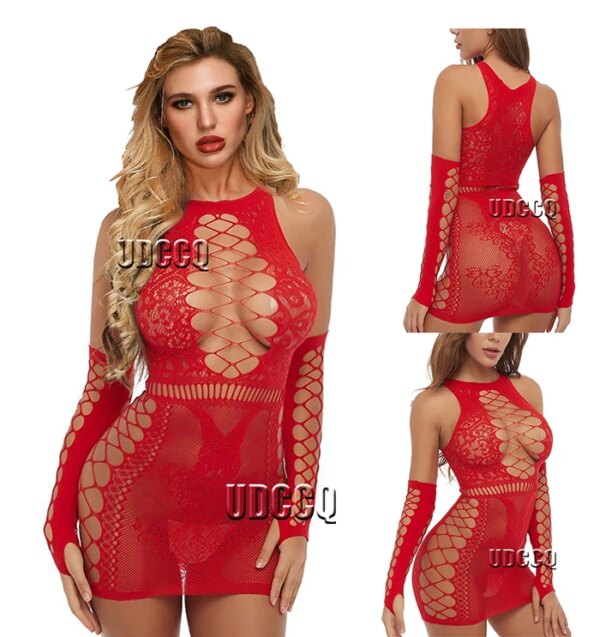 Lingerie sexy pour femmes, vêtements de Noël, sous-vêtements, chemises LencBR, meilleurs vêtements de nuit, exotique, grande taille, babydoll, rouge – Image 6