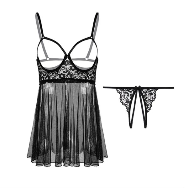 Robe de soutien-gorge à dos ouvert pour femmes, vêtements de nuit ajourés, sous-vêtements sexy, également lingerie, pyjamas, 7.0 – Image 6