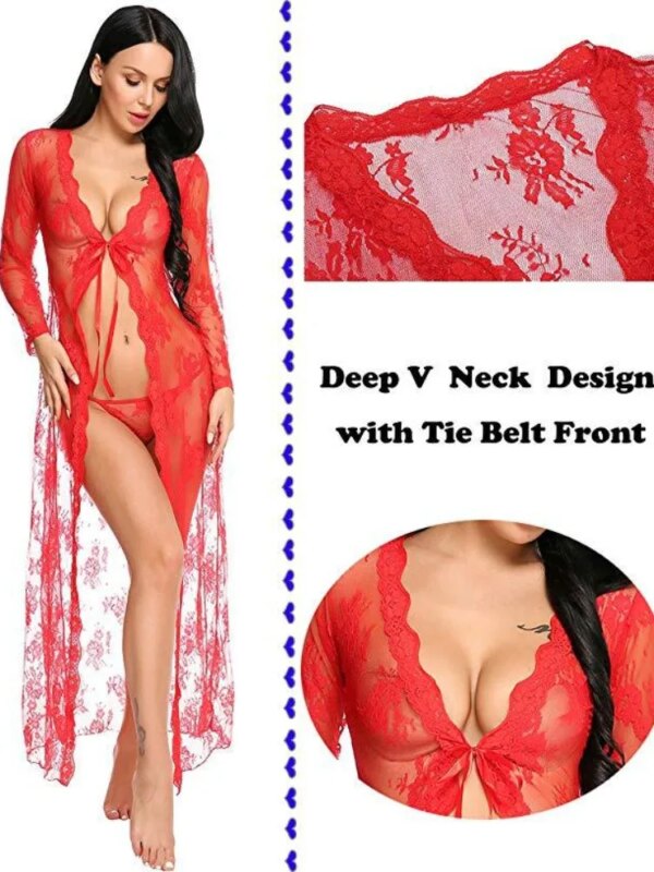 Chemise de nuit transparente pour femmes, nuisette longue, sous-vêtements sexy, tentation combinée, vêtements secrets, nounours de soirée, aussi, CP5XL, 7.0 – Image 5