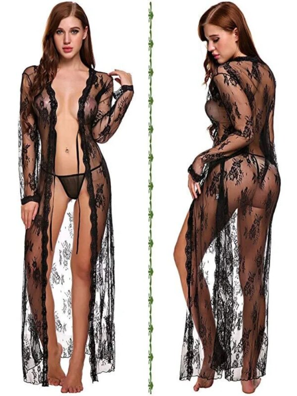 Chemise de nuit transparente pour femmes, nuisette longue, sous-vêtements sexy, tentation combinée, vêtements secrets, nounours de soirée, aussi, CP5XL, 7.0 – Image 2