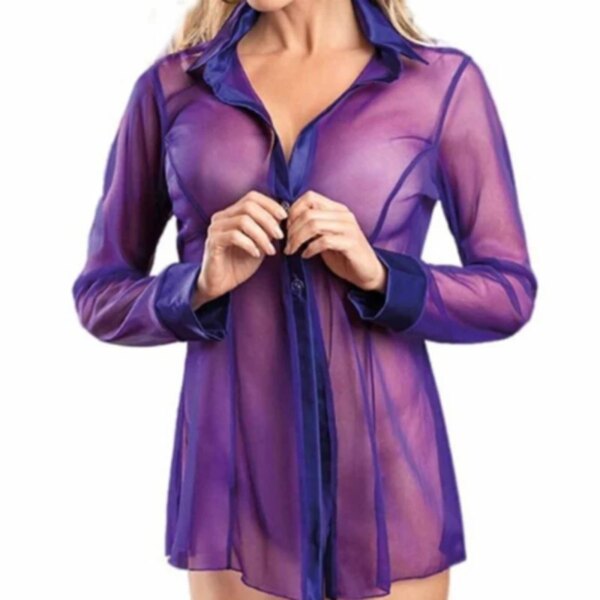 Pyjama Transparent pour Femme, Chemise de Nuit, Solide, Document, Sexy, Longueur de Tentation, Ensembles de Lingerie 7.0 – Image 6