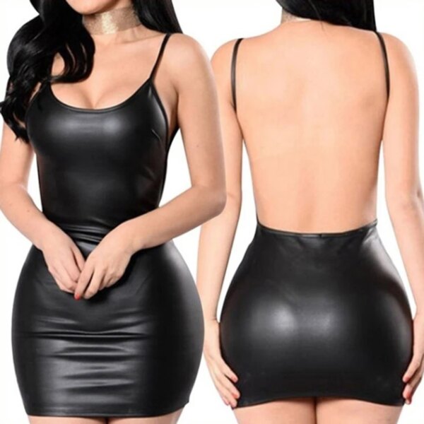 Lingerie porno en cuir PU pour femmes, sous-vêtements, robe grande taille, nuisette, olympiques sexy LencBR, vêtements de nuit