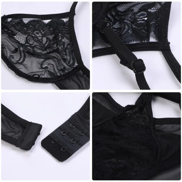 Lingerie sexy sans entrejambe pour femmes, sous-vêtements en dentelle, robe nuisette ouverte 7.0, costume de batterie porno – Image 5