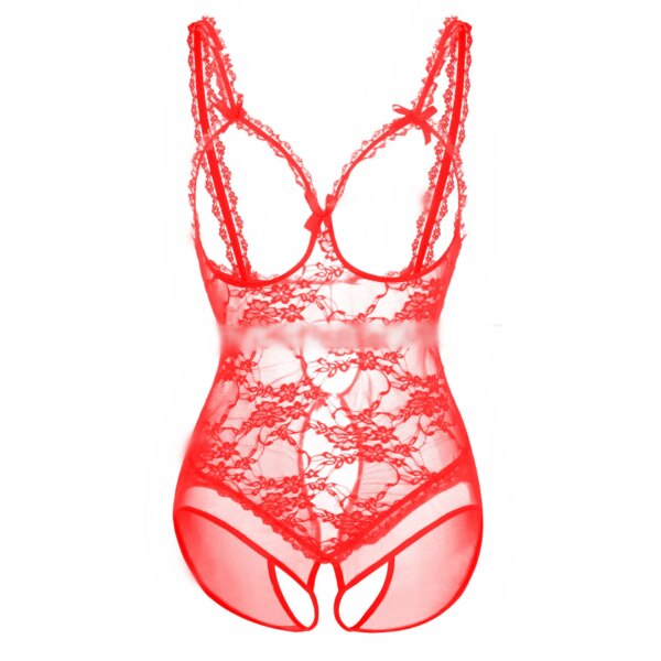 Lingerie érotique en dentelle pour femmes, sous-vêtements ajourés, Sexy, soutien-gorge ouvert, entrejambe, Teddy, porno, sexe, grande taille, S-6XL – Image 2