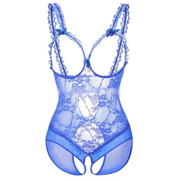 Lingerie érotique en dentelle pour femmes, sous-vêtements ajourés, Sexy, soutien-gorge ouvert, entrejambe, Teddy, porno, sexe, grande taille, S-6XL – Image 3