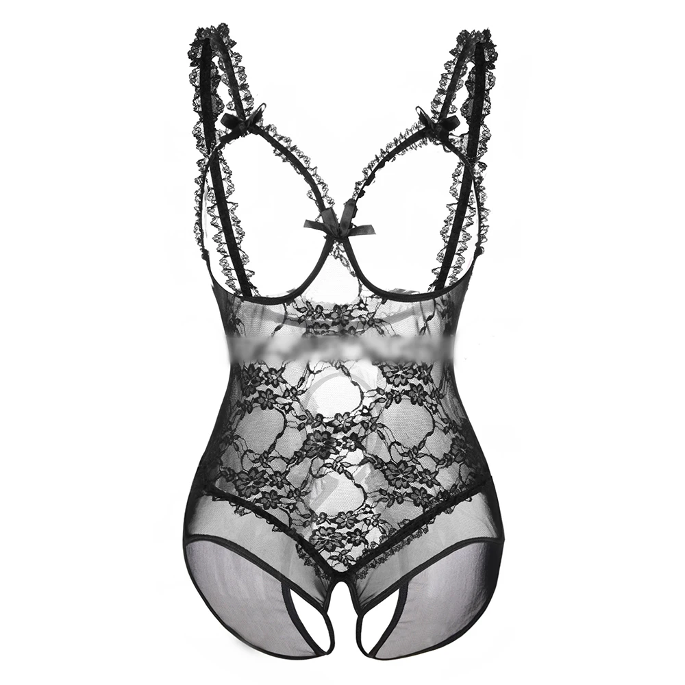 Lingerie érotique en dentelle pour femmes, sous-vêtements ajourés, Sexy, soutien-gorge ouvert, entrejambe, Teddy, porno, sexe, grande taille, S-6XL