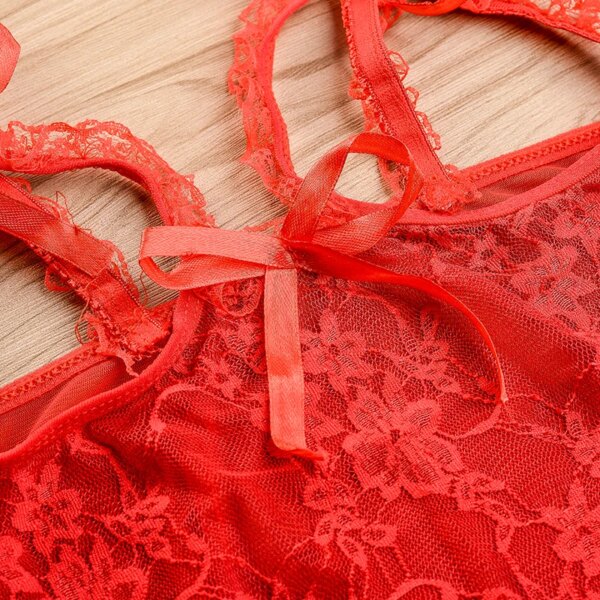 Lingerie érotique en dentelle pour femmes, sous-vêtements ajourés, Sexy, soutien-gorge ouvert, entrejambe, Teddy, porno, sexe, grande taille, S-6XL – Image 4