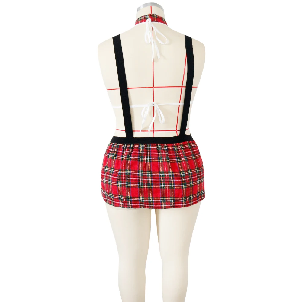 Costumes de lingerie sexy pour femmes, costume de cosplay, jupe à carreaux de nuisette, uniforme d'écolière, robe de même ensemble, chaud, grande taille, 5XL, 7.0