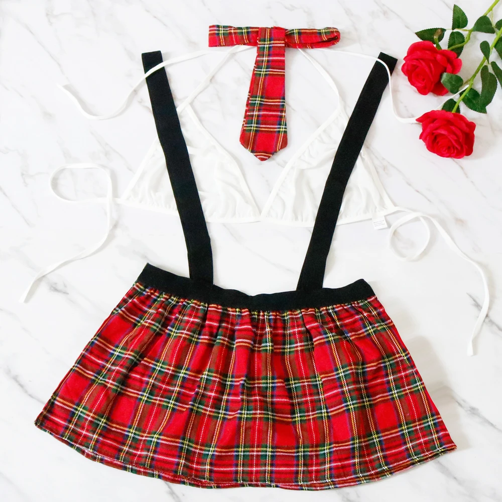 Costumes de lingerie sexy pour femmes, costume de cosplay, jupe à carreaux de nuisette, uniforme d'écolière, robe de même ensemble, chaud, grande taille, 5XL, 7.0
