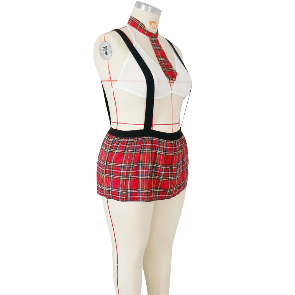 Costumes de lingerie sexy pour femmes, costume de cosplay, jupe à carreaux de nuisette, uniforme d'écolière, robe de même ensemble, chaud, grande taille, 5XL, 7.0