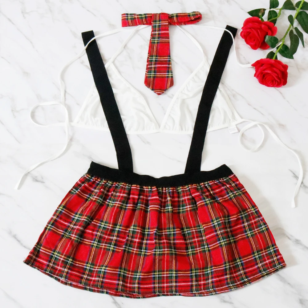 Costumes de lingerie sexy pour femmes, costume de cosplay, jupe à carreaux de nuisette, uniforme d'écolière, robe de même ensemble, chaud, grande taille, 5XL, 7.0