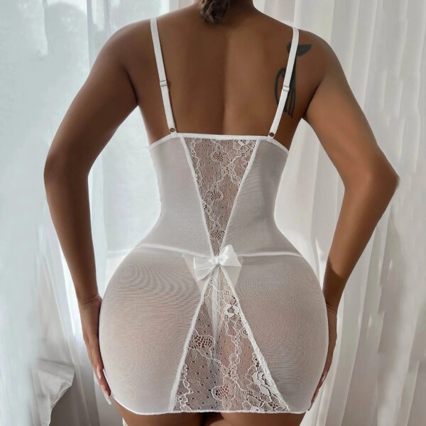 LencBR-Ensemble de robe de nuit en dentelle pour femmes, jupe imbibée, lingerie sexy, olympiques de pornos, vêtements sensuels – Image 4