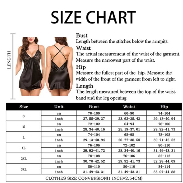 Chemise de nuit en Satin pour femmes, Sexy, Lingerie, ensemble pyjama, nuisette, Costumes sexuels, érotiques, robe exotique, grande taille – Image 6