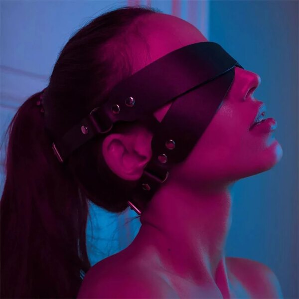 Jarretière érotique en cuir pour femmes, masque pour les yeux, bondage corporel, jouet adulte, lingerie sexy, vêtements sexuels, pyjama porno, nuisette, robe de même – Image 5