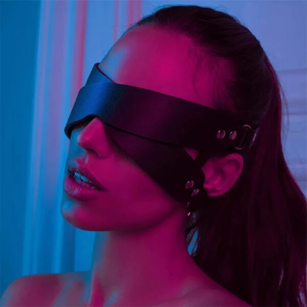 Jarretière érotique en cuir pour femmes, masque pour les yeux, bondage corporel, jouet adulte, lingerie sexy, vêtements sexuels, pyjama porno, nuisette, robe de même – Image 4