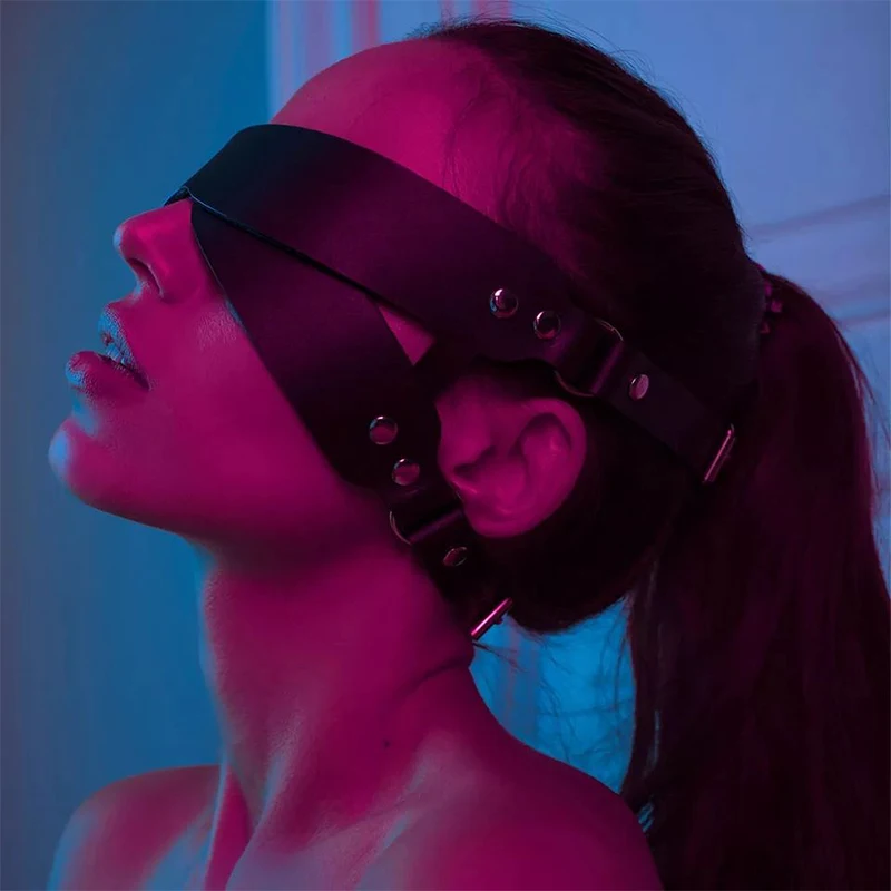 Jarretière érotique en cuir pour femmes, masque pour les yeux, bondage corporel, jouet adulte, lingerie sexy, vêtements sexuels, pyjama porno, nuisette, robe de même