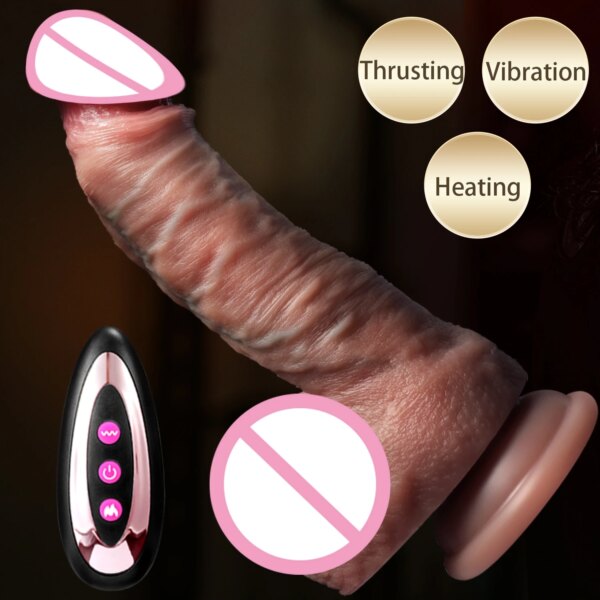 Pénis de vibration réaliste pour femmes, bite télescopique, double pénétration, orgasme rapide, jouets sexuels sexy pour adultes, grosse bite, prise anale – Image 4