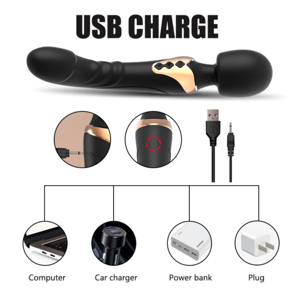 Godemiché vibrateur AV puissant pour femmes, baguette magique, 10 Modes, stimulateur de Clitoris, point G, masseur vaginal, jouets sexuels pour adultes – Image 6