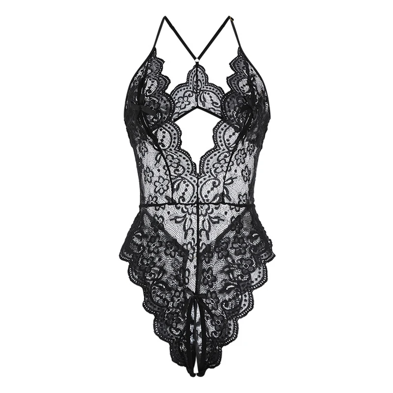 Sous-vêtements en dentelle sans entrejambe pour femmes, soutien-gorge ouvert en V profond, Teddy transparent, Costumes sexy, Robe bébé beurre, Porno, découpe, 7.0 Sous-vêtements en dentelle sans entrejambe pour femmes, soutien-gorge ouvert en V profond, Teddy transparent, Costumes sexy, Robe bébé beurre, Porno, découpe, 7.0