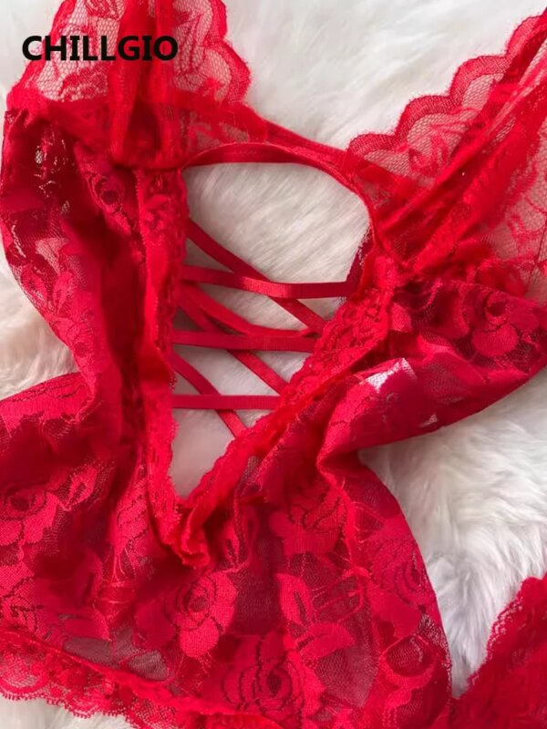 MiniInTheBox LGIO-Soutien-Gorge Transparent en Dentelle Florale pour Femme, Slip Trempé, Sous-Vêtements Moulants à la Mode, Ensemble de Bas Sexy, InDispensLingerie, 7.0, 3 Pièces – Image 4